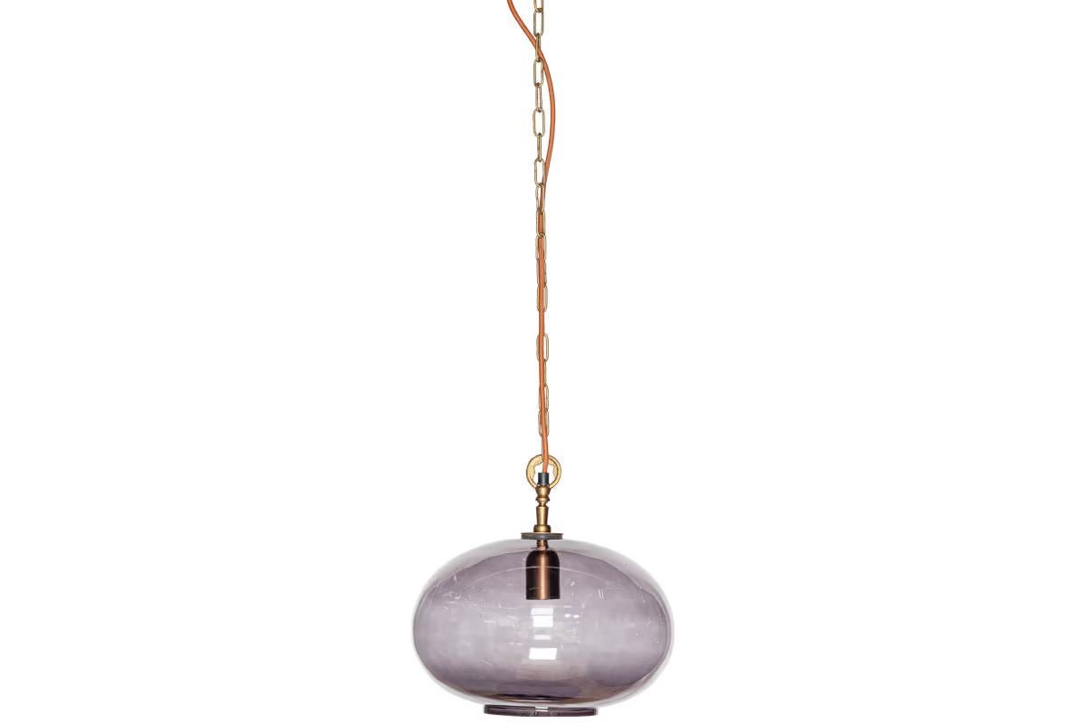 Nkuku - Otoro Recycled Glass Pendant Light - Smoke - Small Round