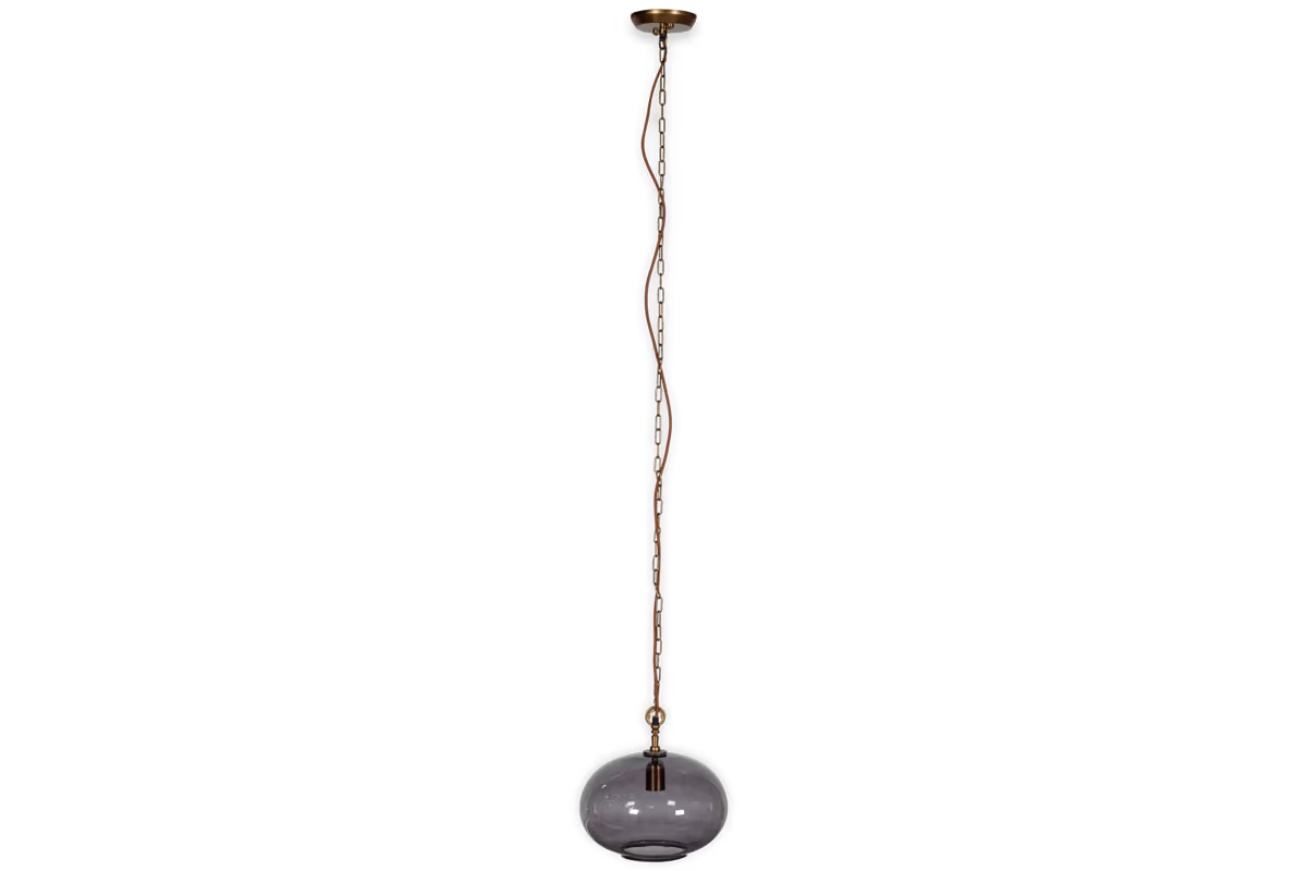 Nkuku - Otoro Recycled Glass Pendant Light - Smoke - Small Round