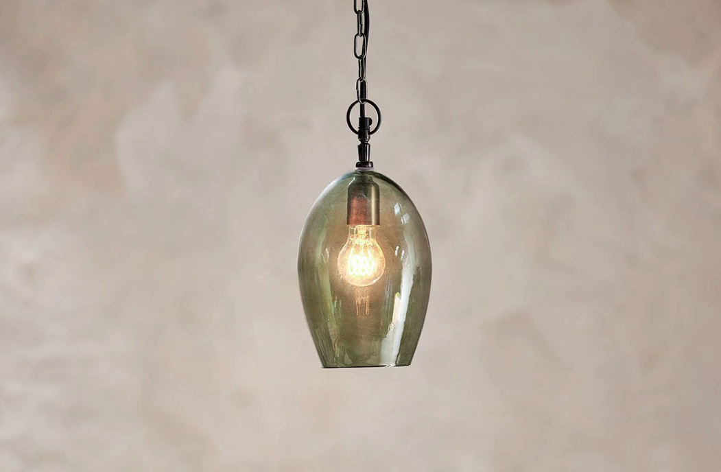 Nkuku Otoro Recycled Glass Small Oval Pendant Light
