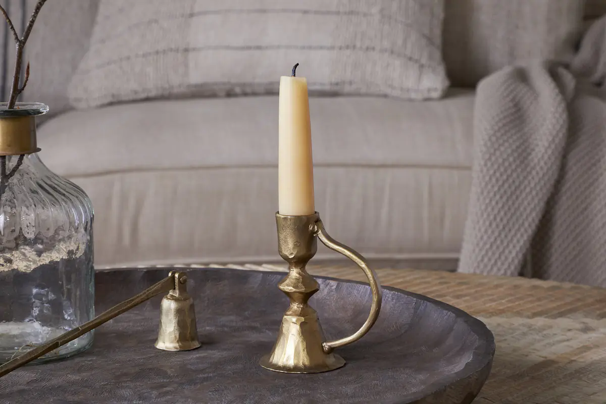 Nkuku - Prema Candle Holder - Antique Brass