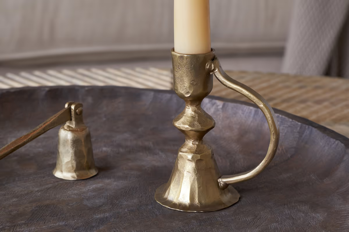 Nkuku - Prema Candle Holder - Antique Brass