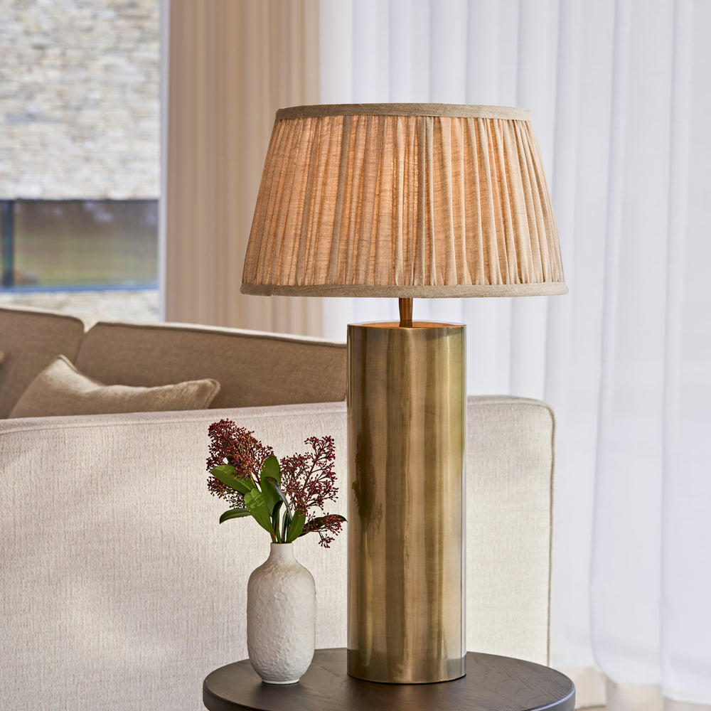 Industville - Pillar Geometric Cylinder Table Lamp - Base Only - Brass