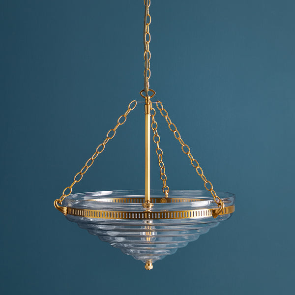 Pooky - Archie Stepped Glass Pendant Light - Brass Fittings