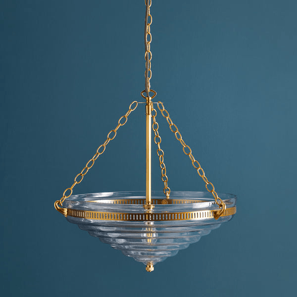 Pooky - Archie Stepped Glass Pendant Light - Brass Fittings