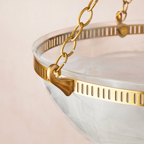 Pooky - Bertie Swirled Opaline Glass Pendant Light - Brass Fittings