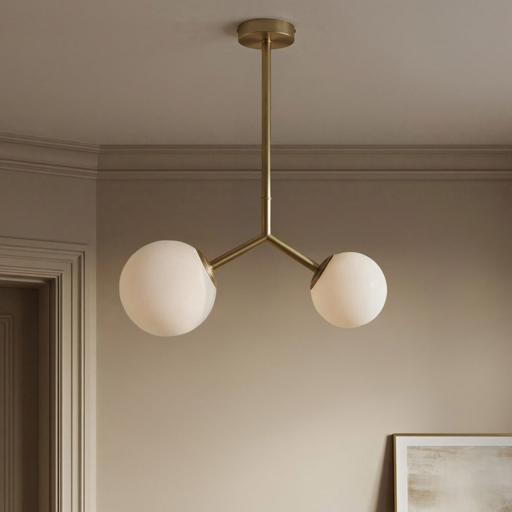 Pooky - Double Bubble Pendant - Frosted Glass - Brass