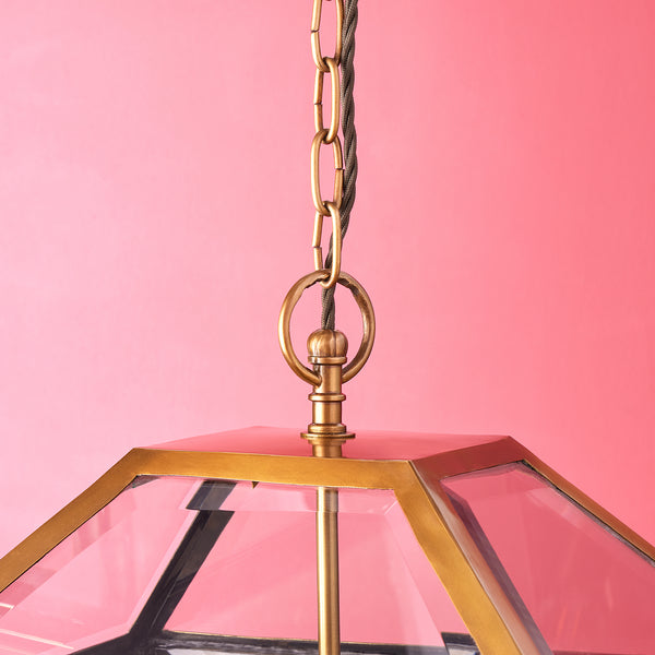 Pooky - Chequers Lantern Light - Brass And Clear Glass