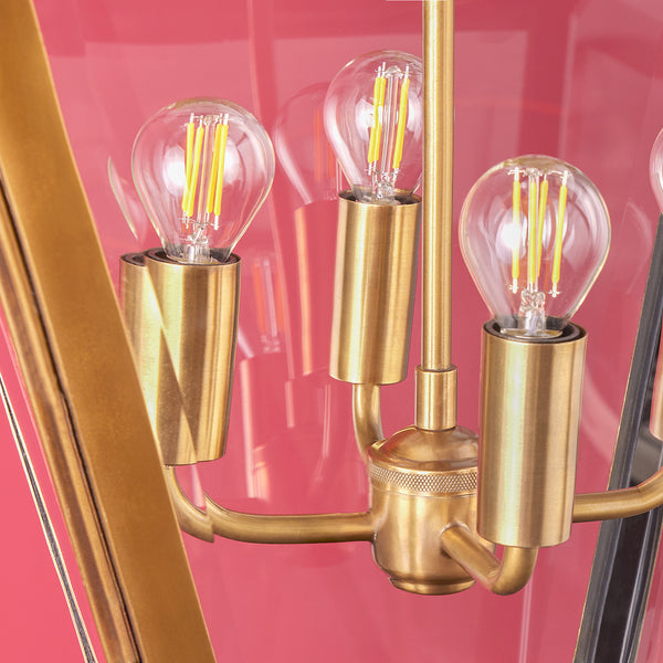 Pooky - Chequers Lantern Light - Brass And Clear Glass