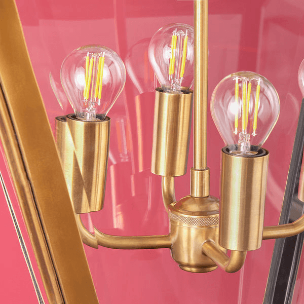 Pooky - Chequers Lantern Light - Brass And Clear Glass