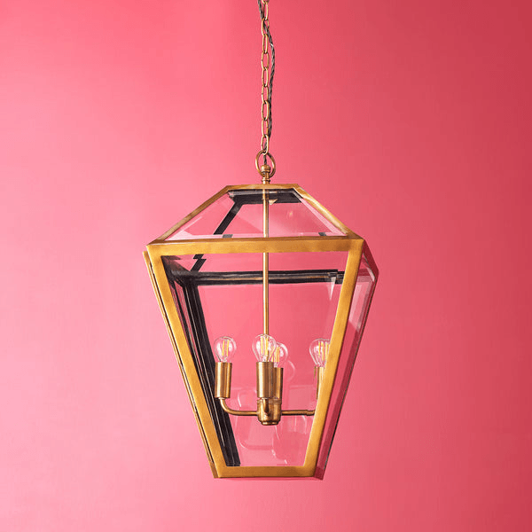 Pooky - Chequers Lantern Light - Brass And Clear Glass
