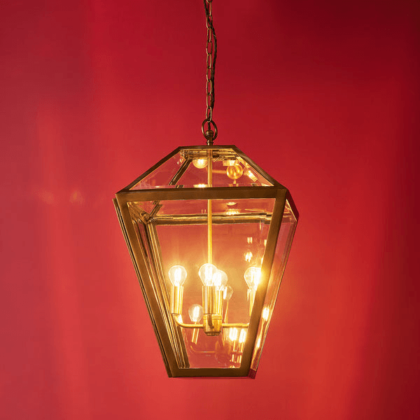Pooky - Chequers Lantern Light - Brass And Clear Glass