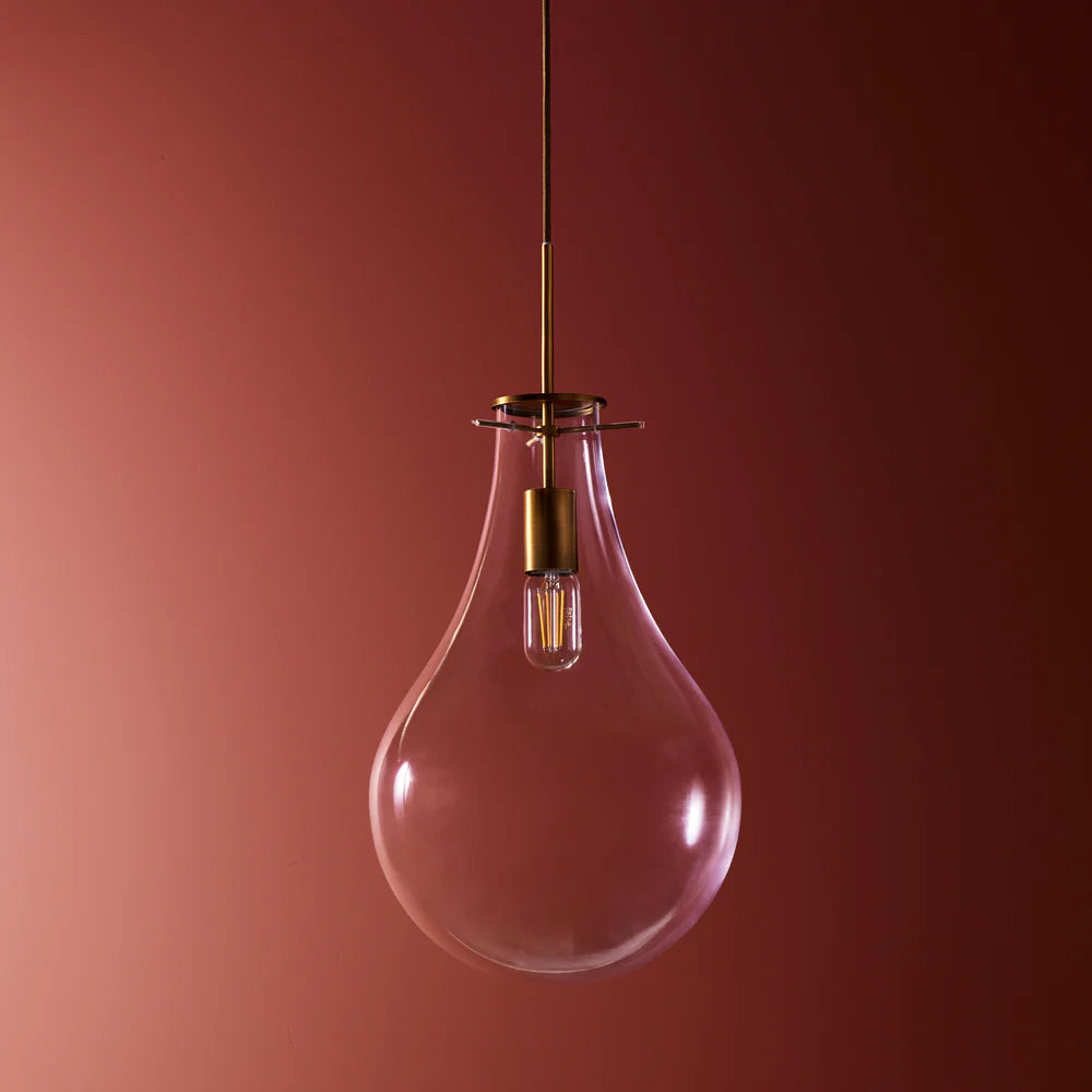 Pooky Droplet pendant Light in brass and glass