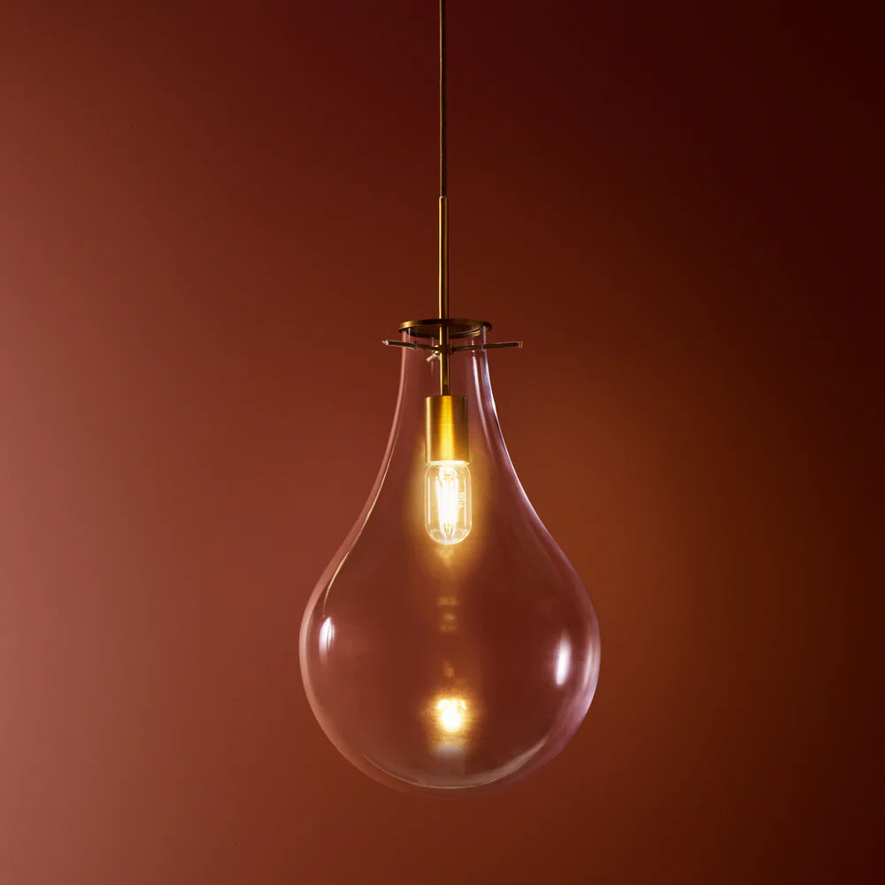 Pooky Droplet pendant Light in brass and glass