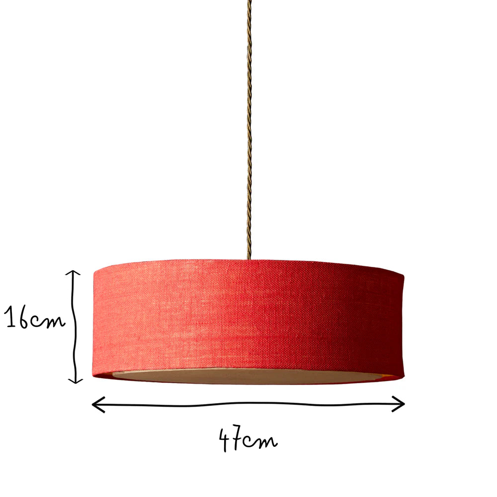 Pooky Smaller Jute Pendant in Red with baffle