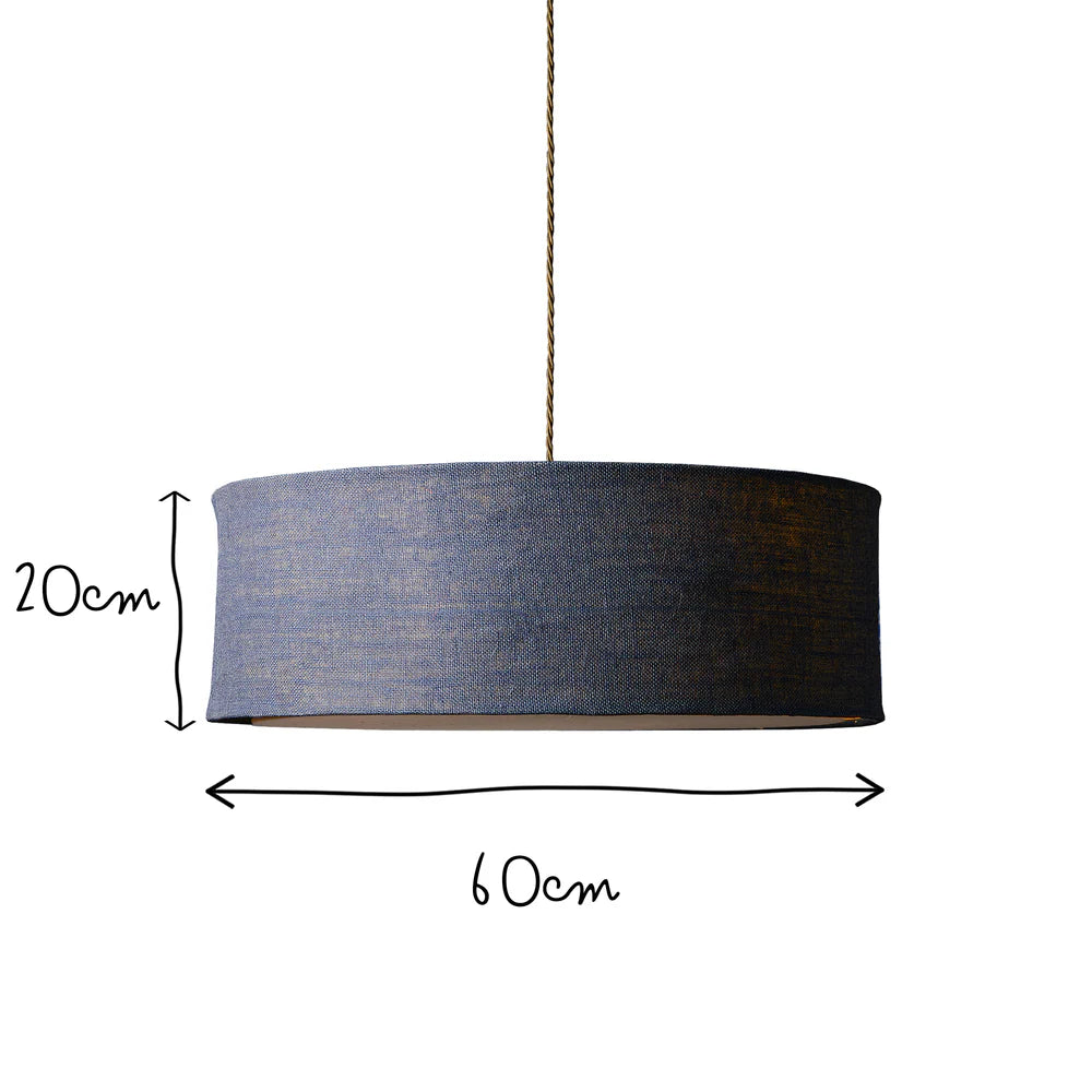 Pooky Larger Jute Pendant in Navy with baffle
