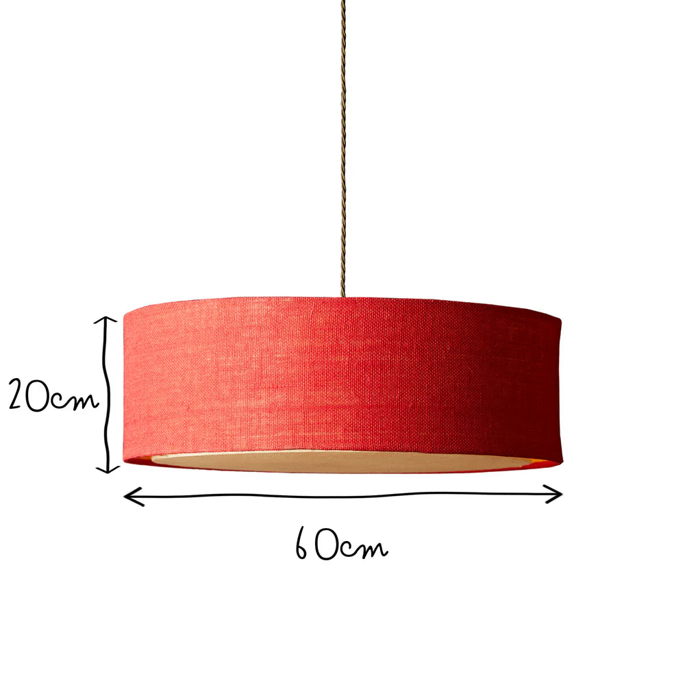 Pooky Larger Jute Pendant in Red with baffle