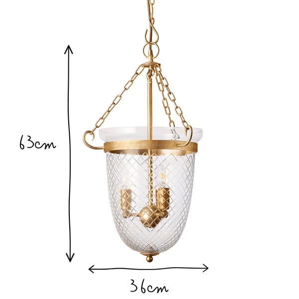 Pooky - Marple Cut Glass Pendant Light - Antique Brass Fixings