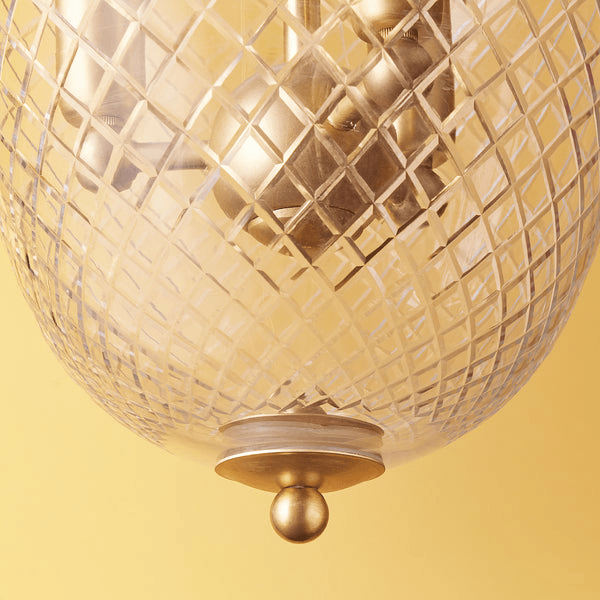 Pooky - Marple Cut Glass Pendant Light - Antique Brass Fixings