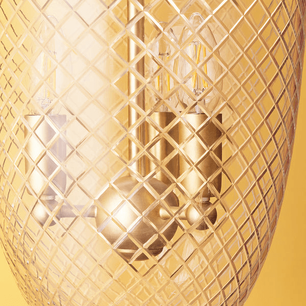 Pooky - Marple Cut Glass Pendant Light - Antique Brass Fixings