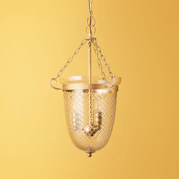 Pooky - Marple Cut Glass Pendant Light - Antique Brass Fixings