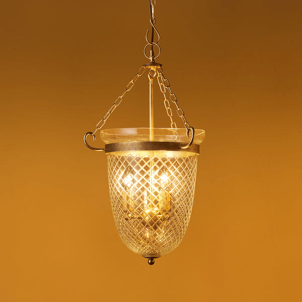 Pooky - Marple Cut Glass Pendant Light - Antique Brass Fixings