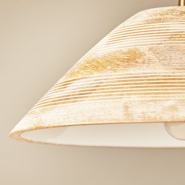 Pooky - Rockport Pendant Light - Smaller - Wood - White Enamel Interior