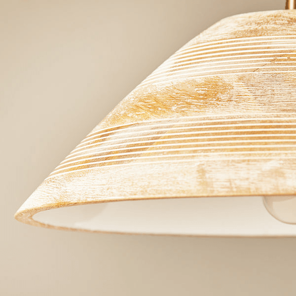 Pooky - Rockport Pendant Light - Smaller - Wood - White Enamel Interior