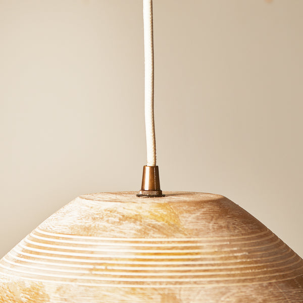 Pooky - Rockport Pendant Light - Smaller - Wood - White Enamel Interior
