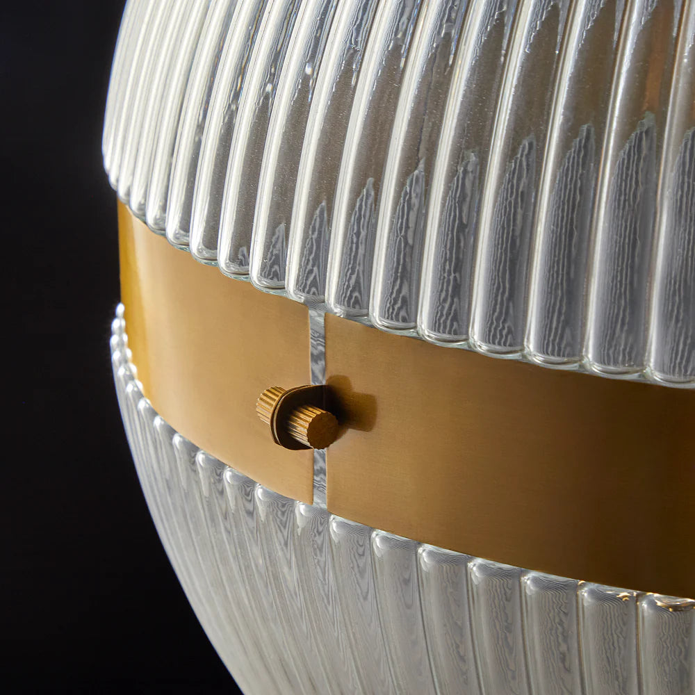 Pooky Larger Belted Holophane Pendant Light with Prismatic Glass