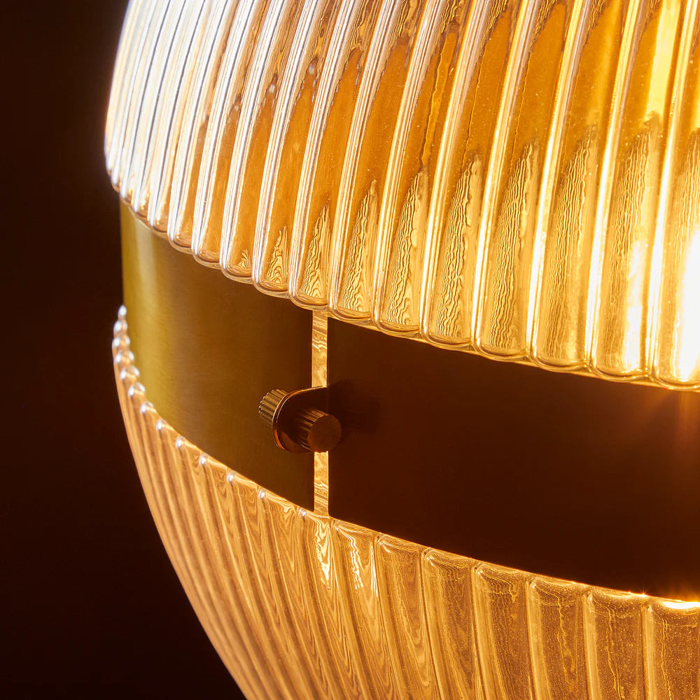 Pooky Larger Belted Holophane Pendant Light with Prismatic Glass