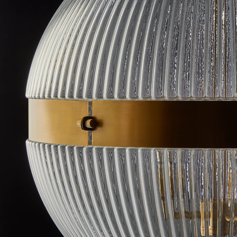 Pooky Larger Belted Holophane Pendant Light with Prismatic Glass
