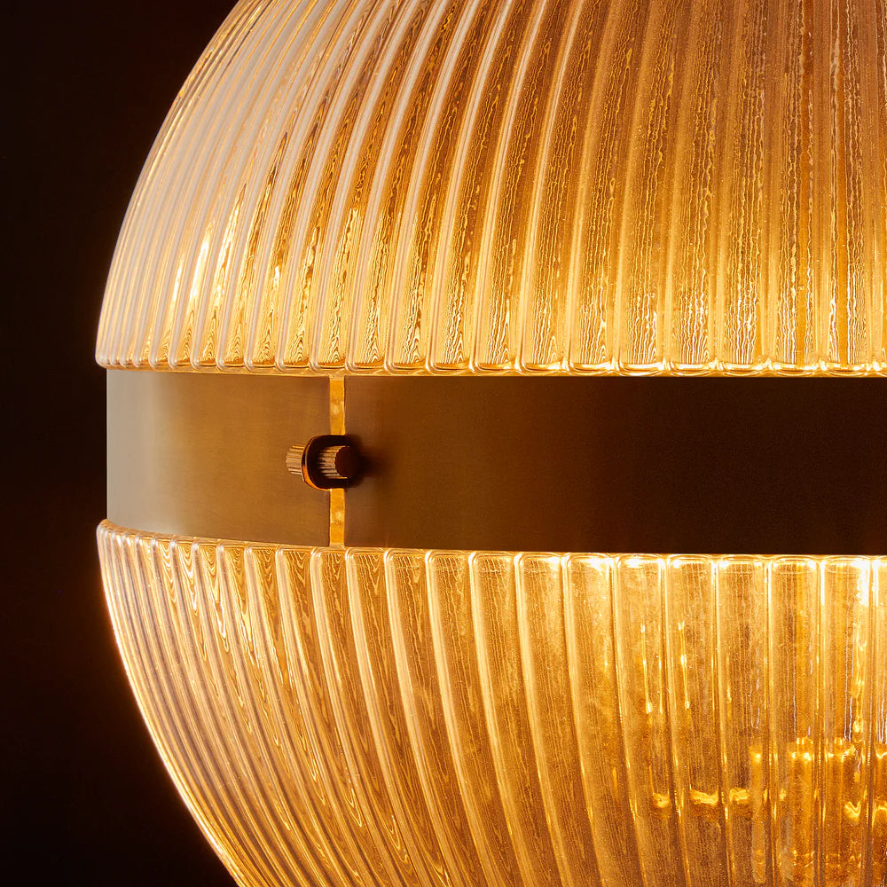 Pooky Larger Belted Holophane Pendant Light with Prismatic Glass