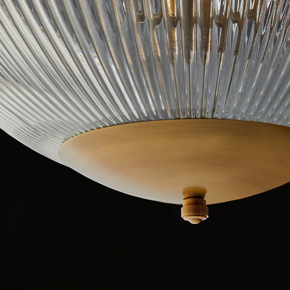 Pooky Larger Belted Holophane Pendant Light with Prismatic Glass