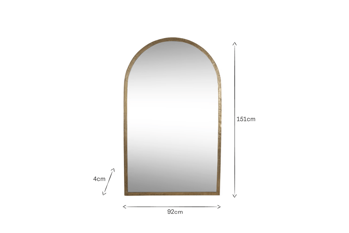 Nkuku - Murwara Full Length Arched Mirror - Antique Brass