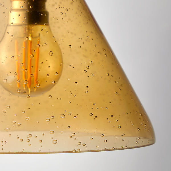 Pooky - Hazelette Pendant Light Shade - Amber Bubble Glass