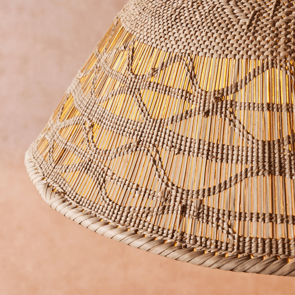 Pooky - Khaya Pendant Light Shade With Binga Pattern - Smaller - Natural