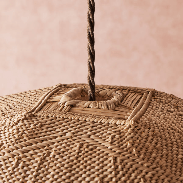 Pooky - Khaya Pendant Light Shade With Binga Pattern - Smaller - Natural