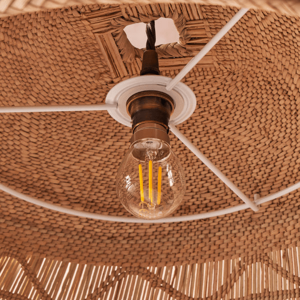 Pooky - Khaya Pendant Light Shade With Binga Pattern - Smaller - Natural