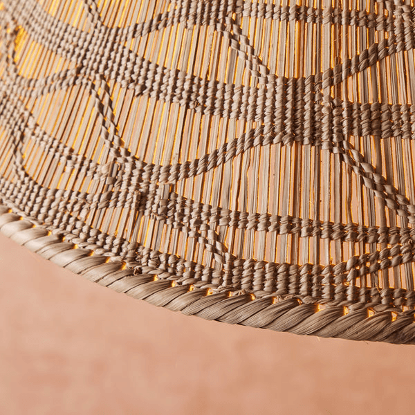 Pooky - Khaya Pendant Light Shade With Binga Pattern - Smaller - Natural
