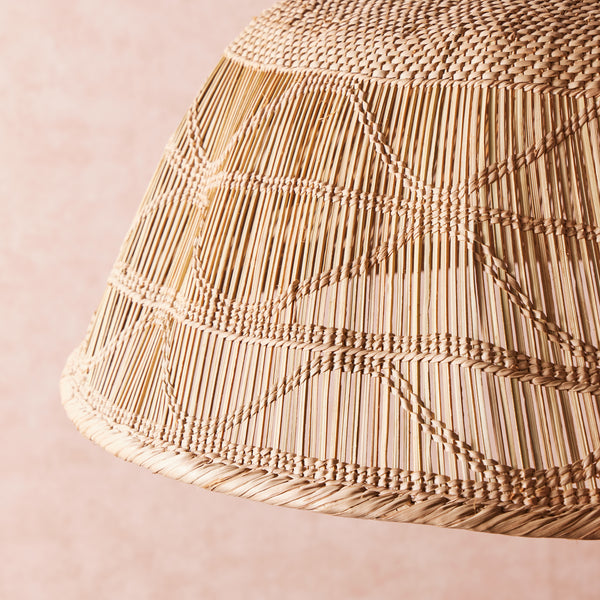 Pooky - Khaya Pendant Light Shade With Binga Pattern - Larger - Natural