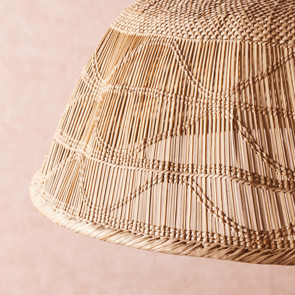 Pooky - Khaya Pendant Light Shade With Binga Pattern - Larger - Natural