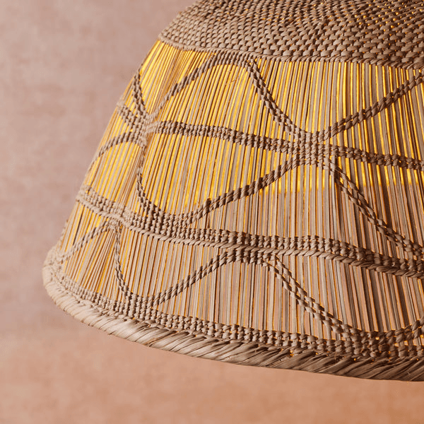 Pooky - Khaya Pendant Light Shade With Binga Pattern - Larger - Natural