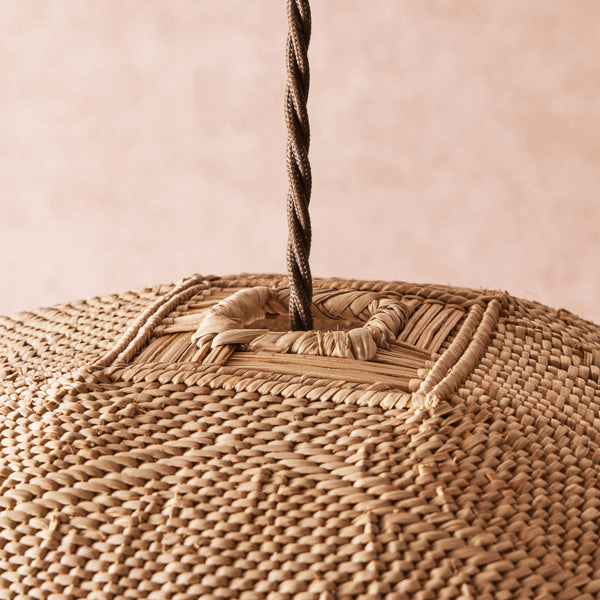 Pooky - Khaya Pendant Light Shade With Binga Pattern - Larger - Natural