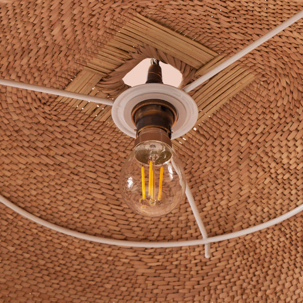 Pooky - Khaya Pendant Light Shade With Binga Pattern - Larger - Natural