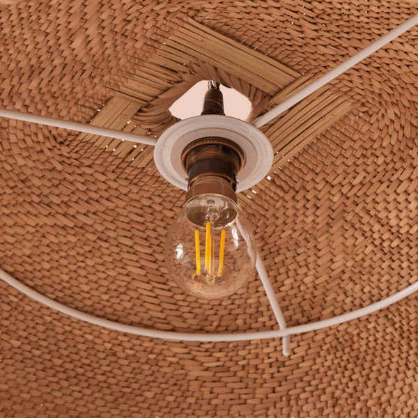 Pooky - Khaya Pendant Light Shade With Binga Pattern - Larger - Natural