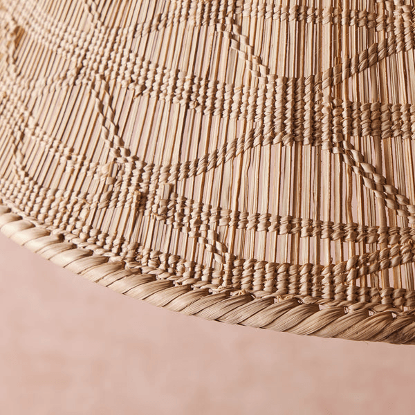 Pooky - Khaya Pendant Light Shade With Binga Pattern - Larger - Natural