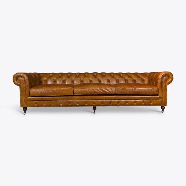 Pure White Lines Tan Chesterfield Sofa