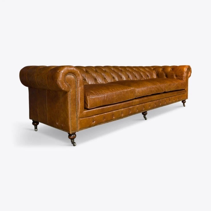 Pure White Lines Tan Chesterfield Sofa