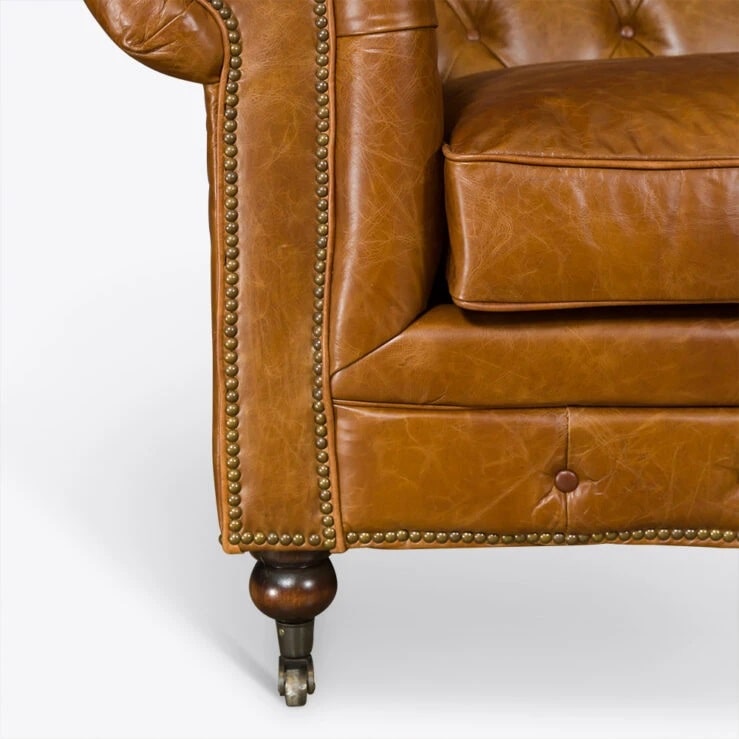 Pure White Lines Tan Chesterfield Sofa