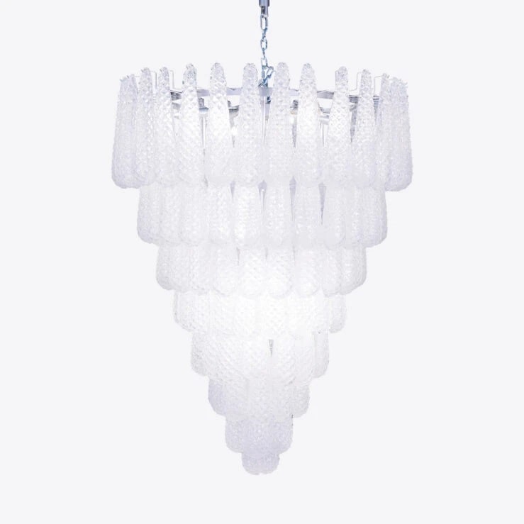 Pure White Lines Riviera Murano Chandelier